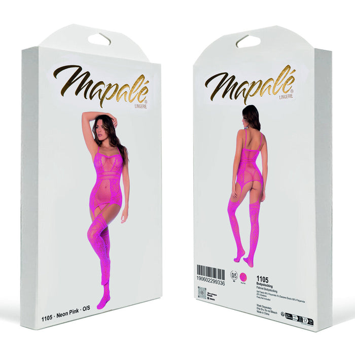 Mapalé Pinker Bodystocking Mit Netz Halsausschnitt & Bändern