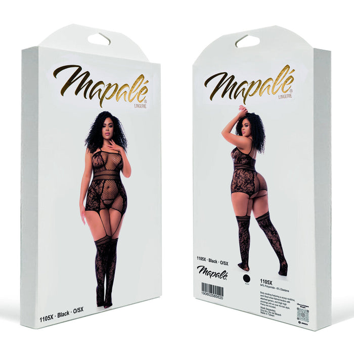 Mapalé Schwarze Bodystocking Mit Ausschnittdetails & Trägern