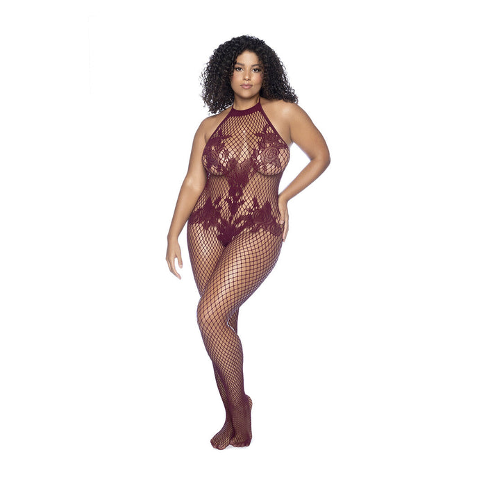 Mapalé Kirschroter Halter Bodystocking Mit Offenem Schritt