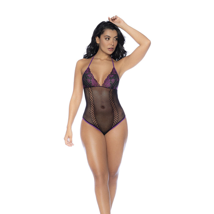 Mapalé Netz-Bodyset Mit Spitze In Schwarz & Lila