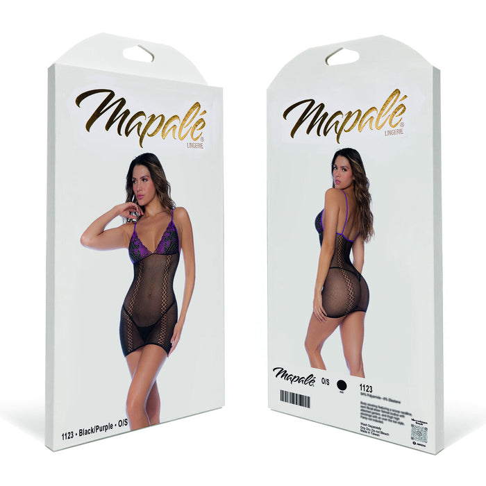 Mapalé Netzkleid Mit Spitze In Schwarz & Lila