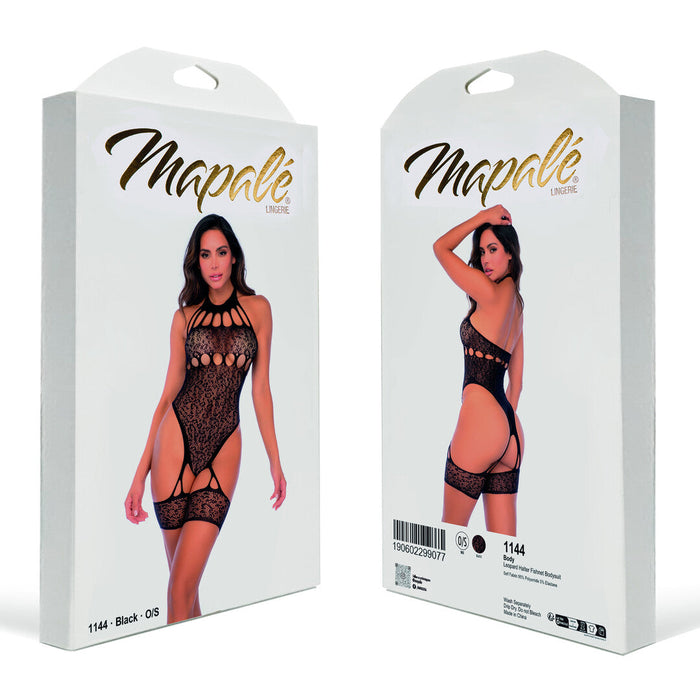 Mapalé Schwarzer Leoparden Body Mit Halter