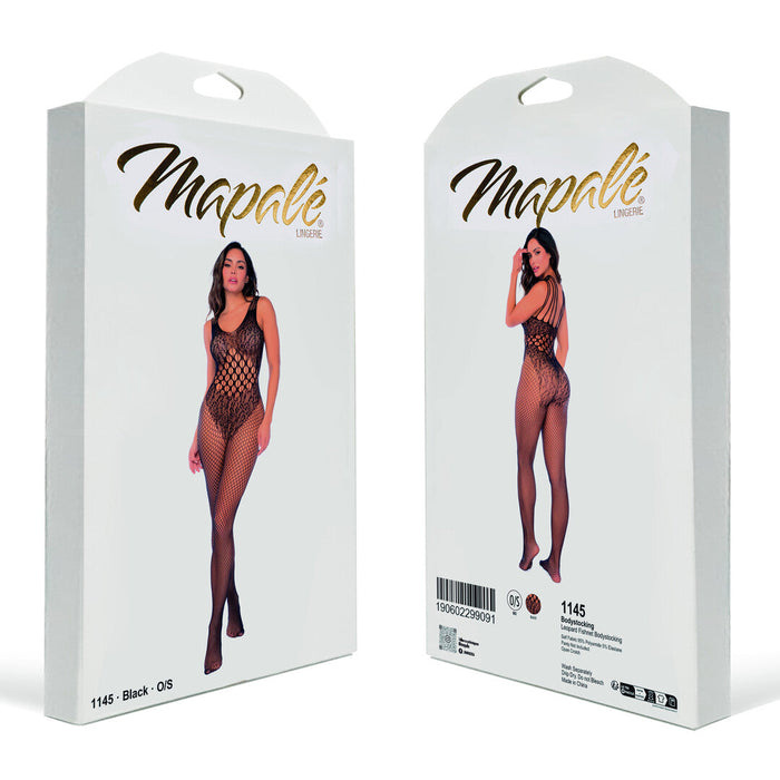 Mapalé Schwarze Leo-Netz-Bodystocking