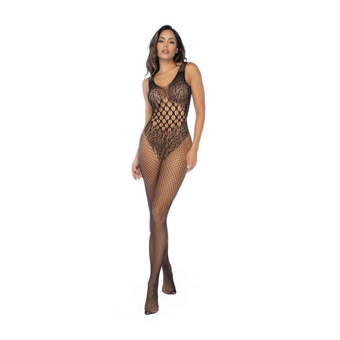 Mapalé Schwarze Leo-Netz-Bodystocking