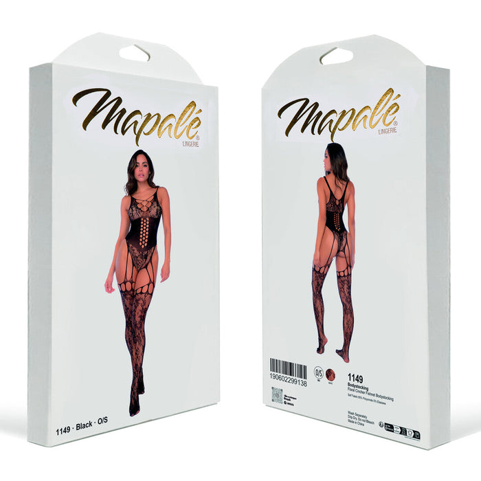 Mapalé Schwarze Netz-Bodystocking Mit Tailleneffekt