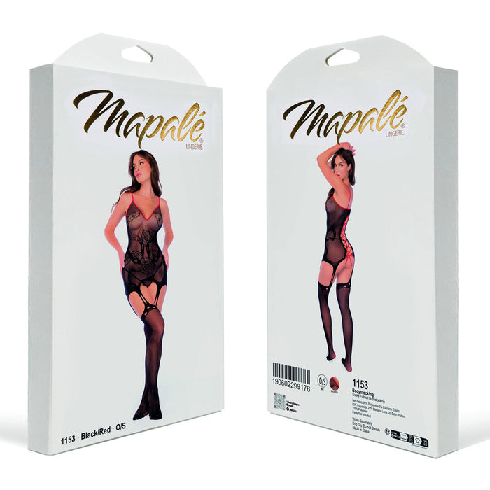 Mapalé Schwarzer Bodystocking Mit Schlangenmuster
