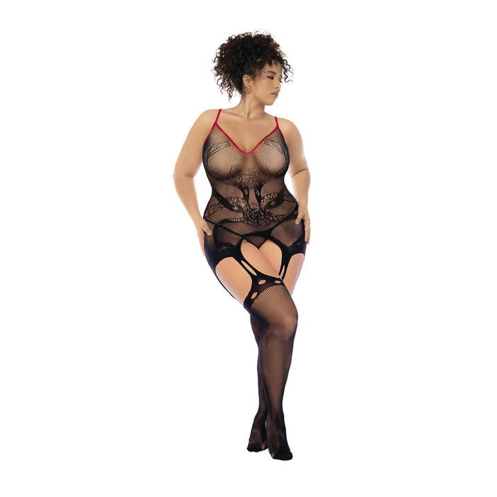 Mapalé Schwarzer Bodystocking Mit Schlangenmuster