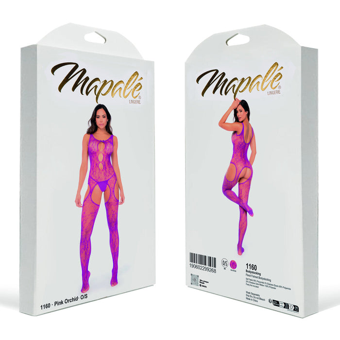 Mapalé Orchideenrosa Blumen-Netz-Bodystocking