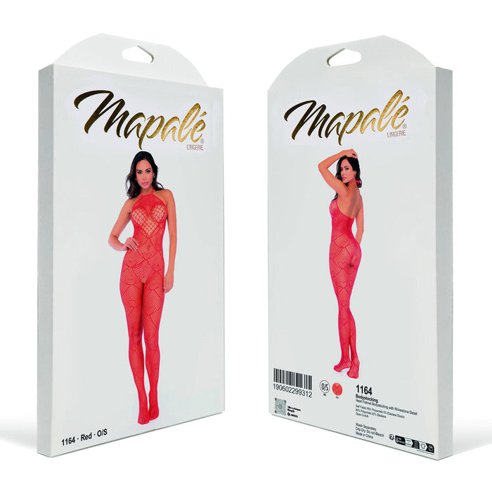 Mapalé Roter Herzchen Bodystocking Mit Strass