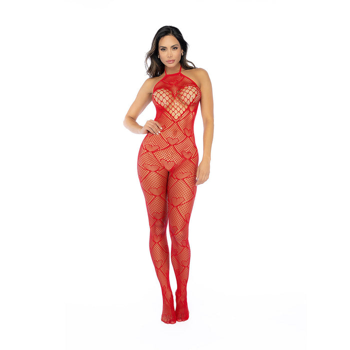 Mapalé Roter Herzchen Bodystocking Mit Strass