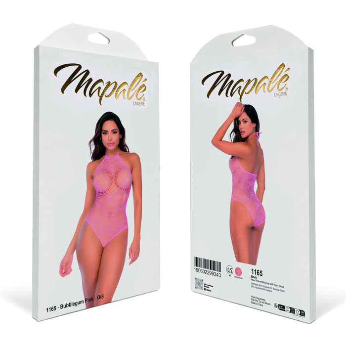 Mapalé Rosa Herzchen-Netz-Body Mit Strass