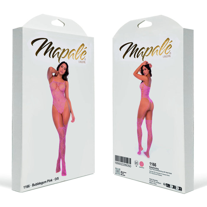 Mapalé Rosa Herzchen-Netz-Bodystocking Mit Strass