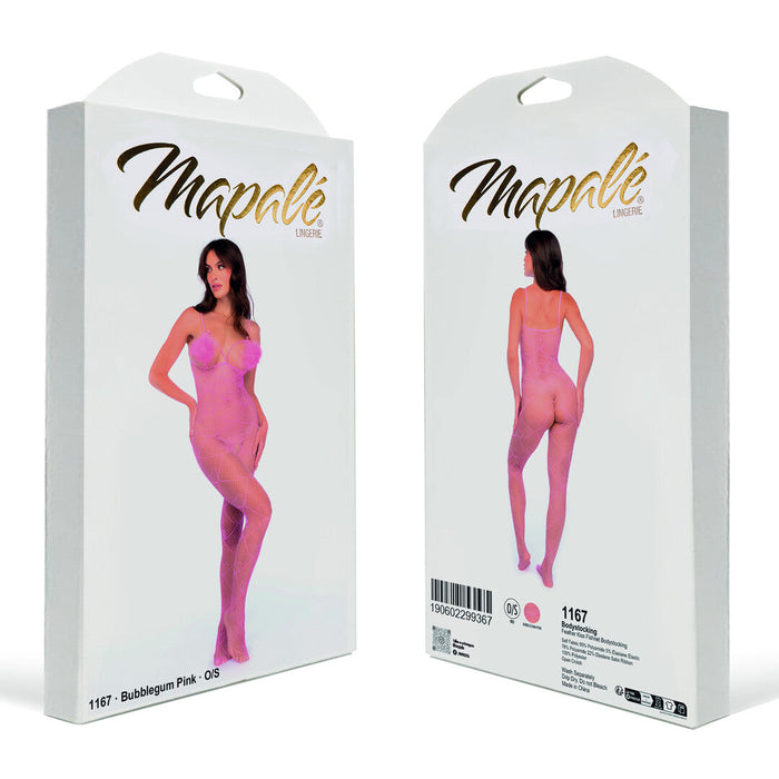 Mapalé Rosa Herzchen-Netz-Bodystocking Mit Federdetails