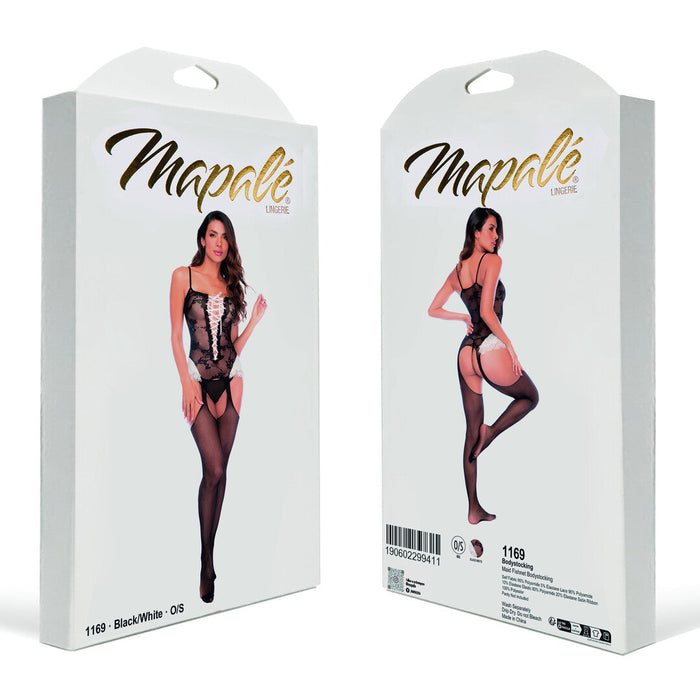 Mapalé Schwarze Netz-Bodystocking Im Maid-Look