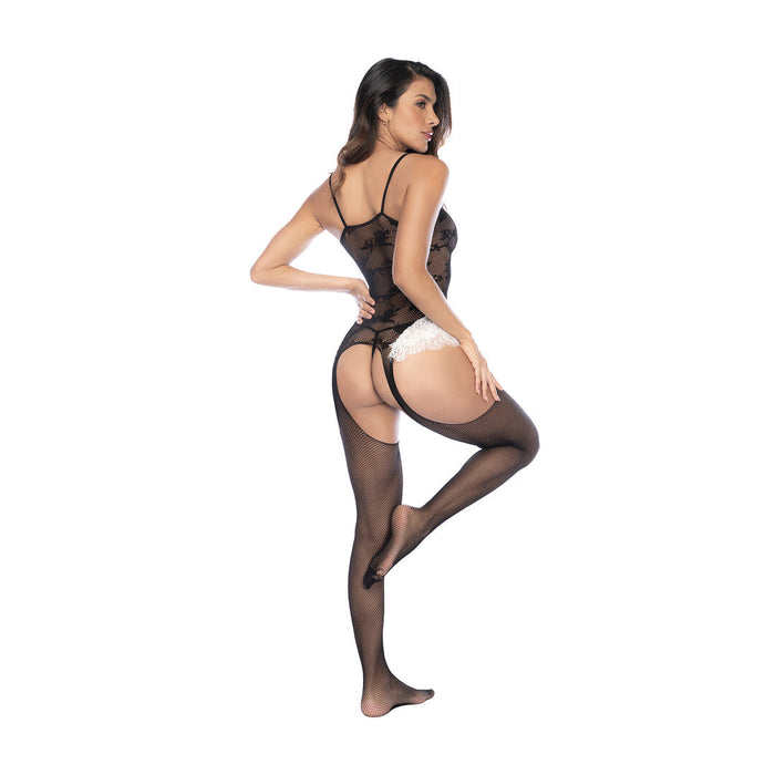 Mapalé Schwarze Netz-Bodystocking Im Maid-Look