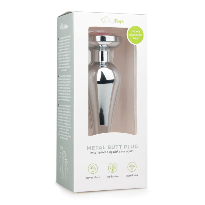 EasyToys Analplug Aus Metall Silber Mit Rosafarbenem Kristall 12 cm