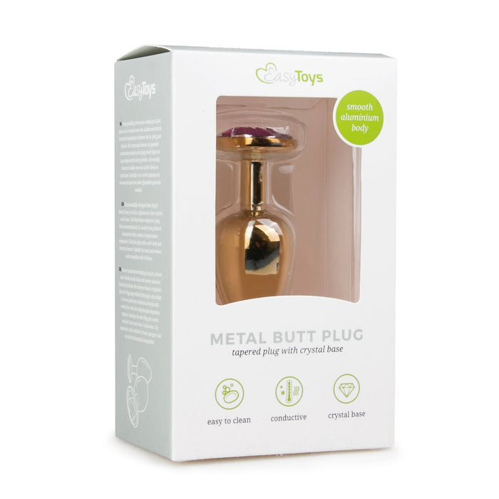 EasyToys Analplug Aus Metall Gold Mit Violettem Stein 7 cm
