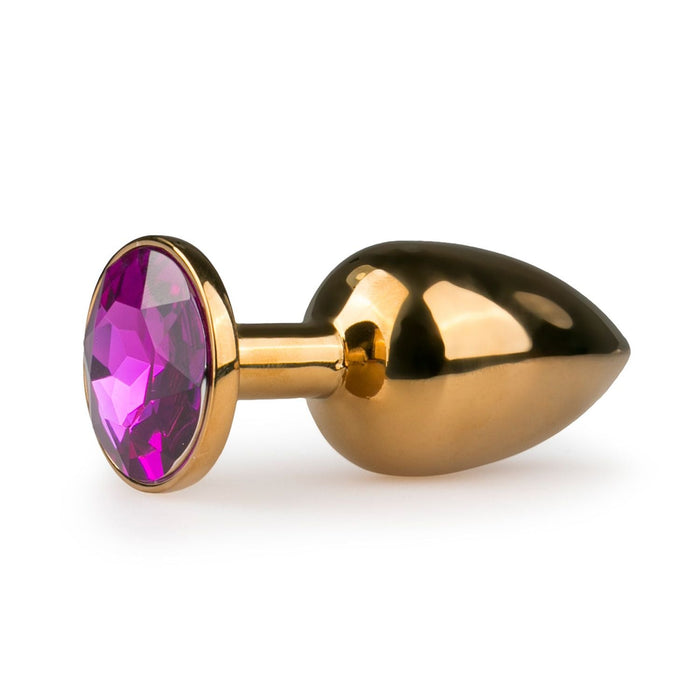 EasyToys Analplug Aus Metall Gold Mit Violettem Stein 7 cm