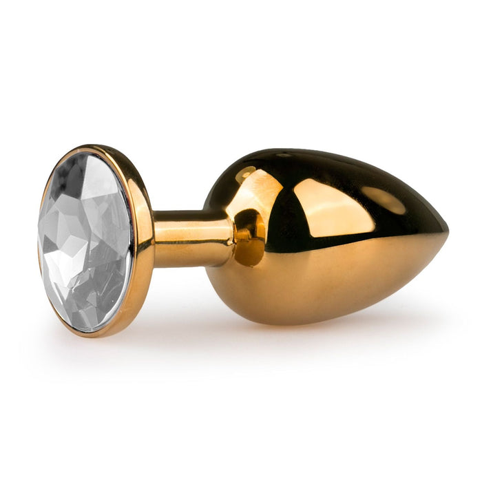 EasyToys Analplug Aus Metall Gold Mit Klarem Kristall 7 cm