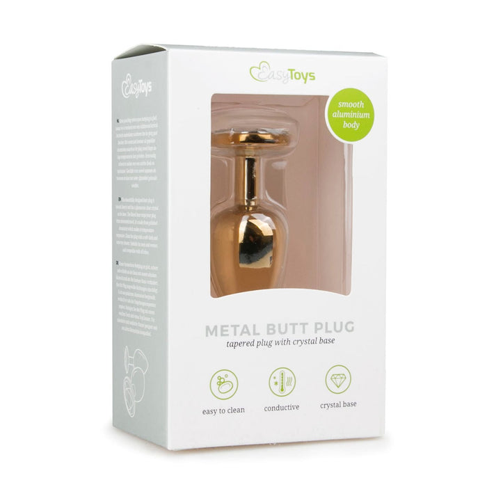 EasyToys Analplug Aus Metall Gold Mit Klarem Kristall 7 cm