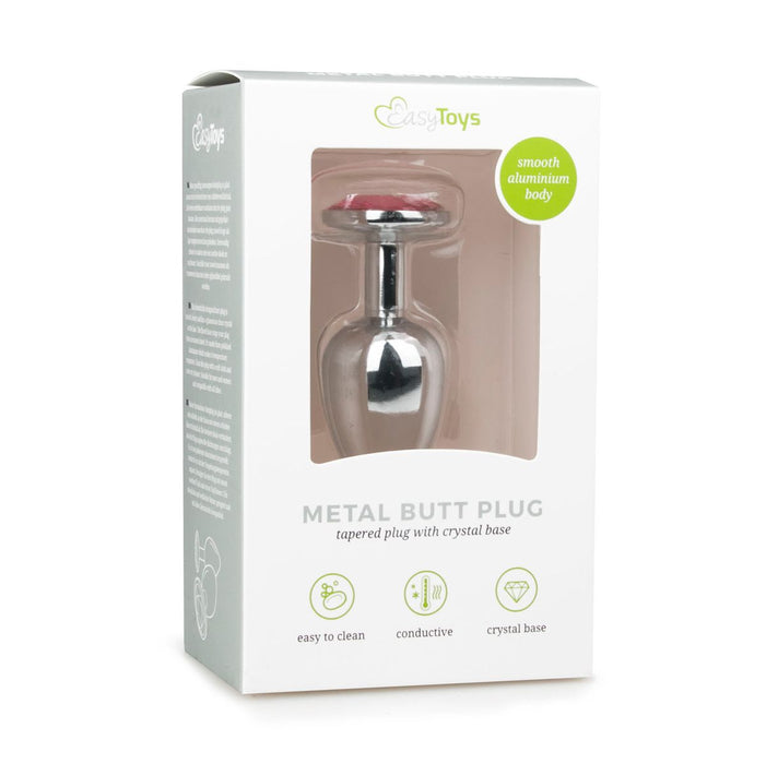 EasyToys Analplug Aus Metall Silber Mit Rosafarbenem Kristall 7 cm