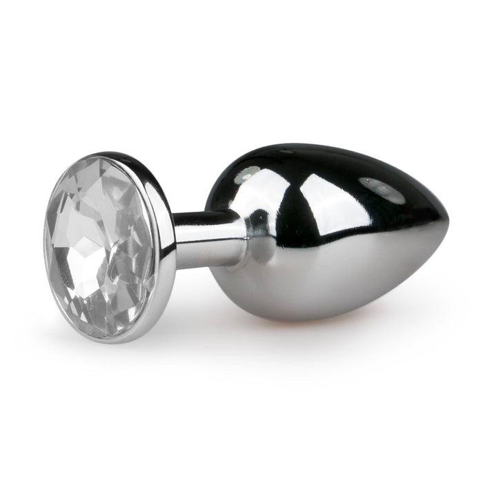 EasyToys Analplug Aus Metall Silber Mit Klarem Kristall 7 cm