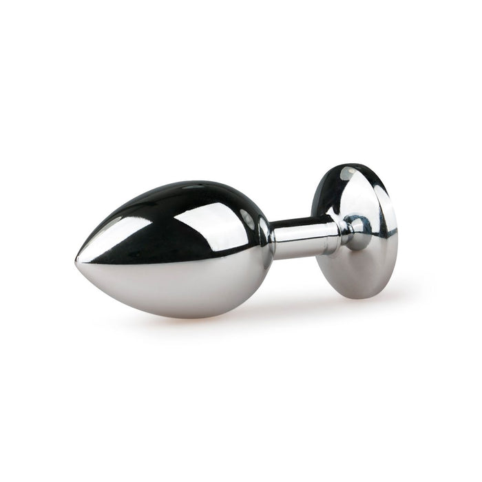 EasyToys Analplug Aus Metall Silber Mit Rosafarbenem Kristall 8 cm