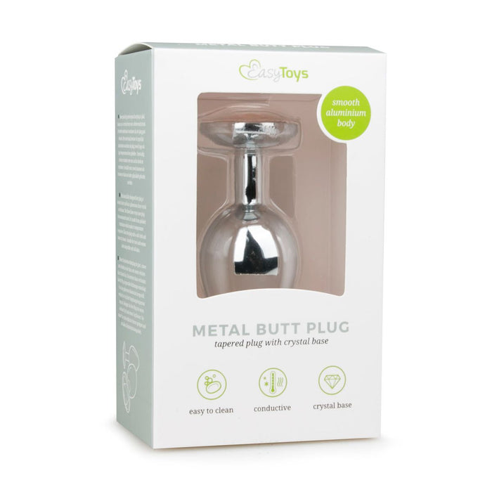 EasyToys Analplug Aus Metall Silber Mit Klarem Kristall 8 cm