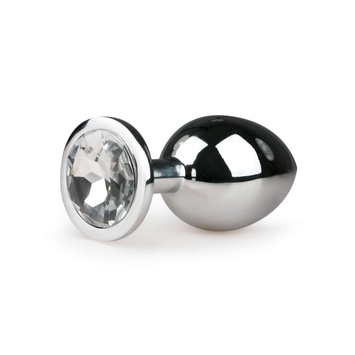 EasyToys Analplug Aus Metall Silber Mit Klarem Kristall 8 cm
