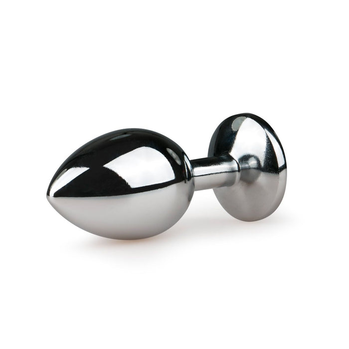 EasyToys Analplug Aus Metall Silber Mit Klarem Kristall 8 cm