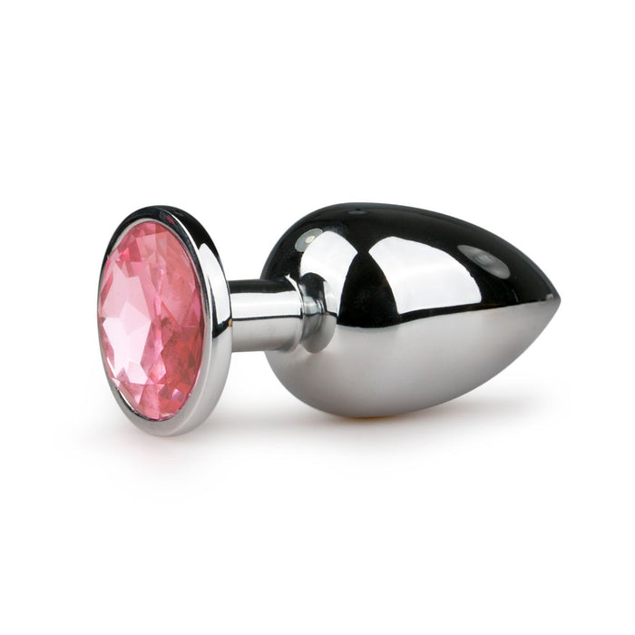EasyToys Analplug Aus Metall Silber Mit Rosafarbenem Kristall 10 cm
