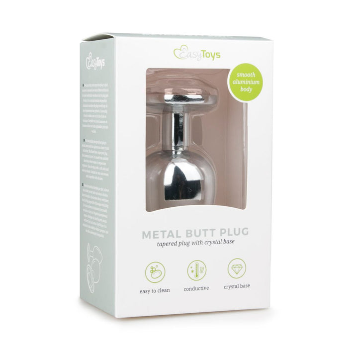 EasyToys Analplug Aus Metall Silber Mit Klarem Kristall 10 cm