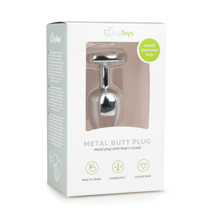 EasyToys Analplug Aus Metall Silber Mit Herzstein 7 cm
