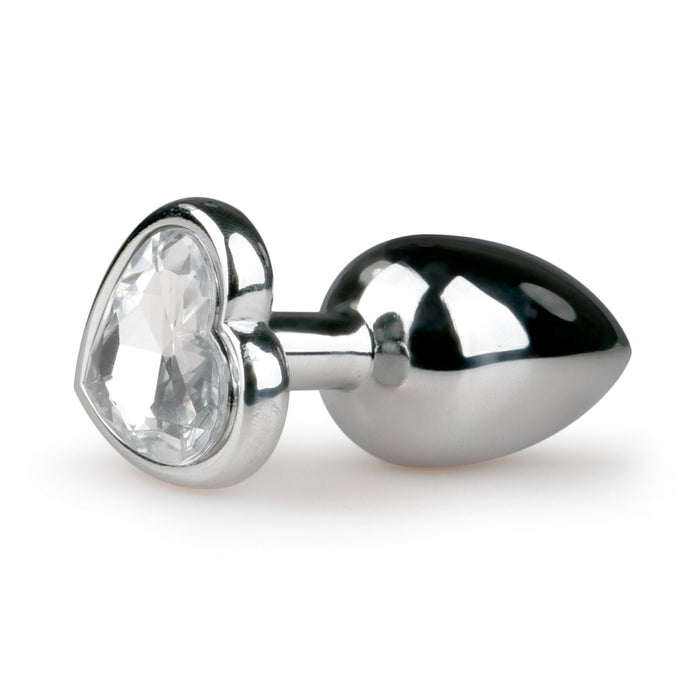 EasyToys Analplug Aus Metall Silber Mit Herzstein 7 cm
