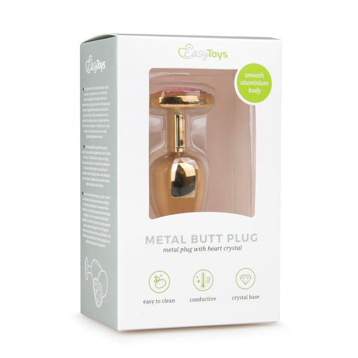 EasyToys Analplug Aus Metall Gold Mit Rosafarbenem Herzstein 7 cm