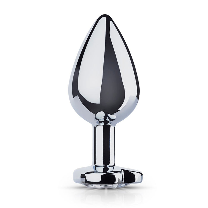 EasyToys Analplug Aus Metall Silber Mit Klarem Herzstein 8 cm
