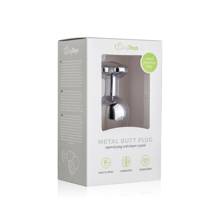 EasyToys Analplug Aus Metall Silber Mit Klarem Herzstein 8 cm