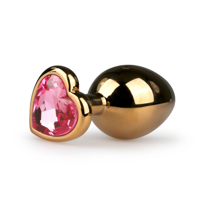 EasyToys Analplug Aus Metall Gold Mit Rosafarbenem Herzstein 8 cm