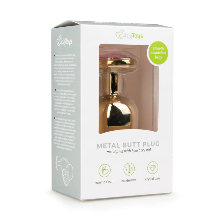 EasyToys Analplug Aus Metall Gold Mit Rosafarbenem Herzstein 10 cm