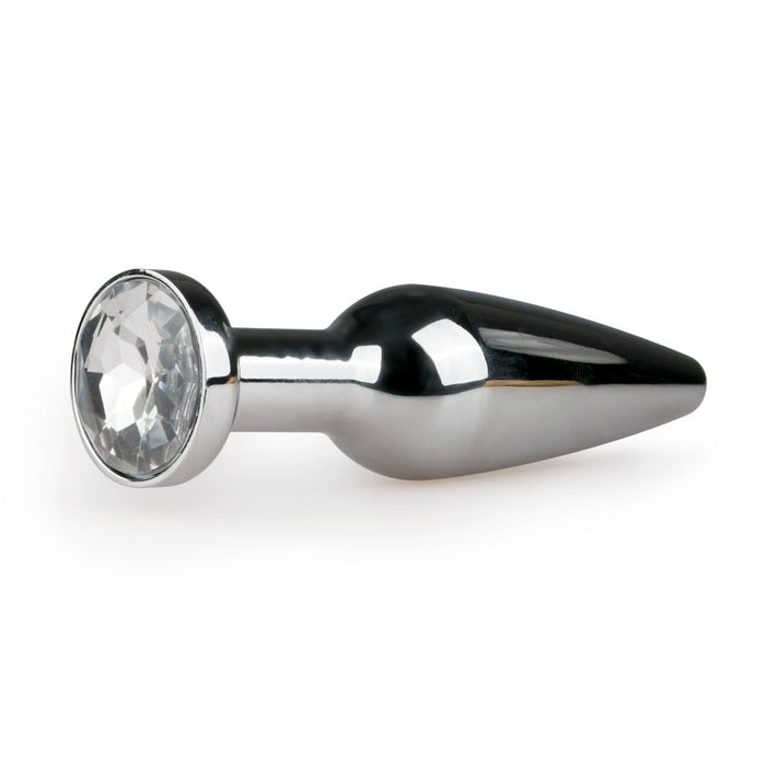 EasyToys Analplug Aus Metall Silber Mit Klarem Kristall 11 cm