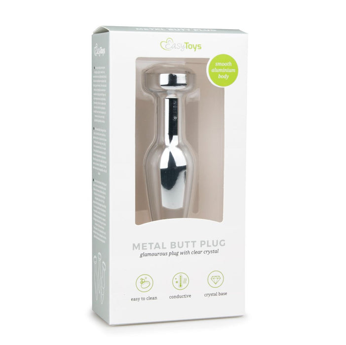 EasyToys Analplug Aus Metall Silber Mit Klarem Kristall 11 cm
