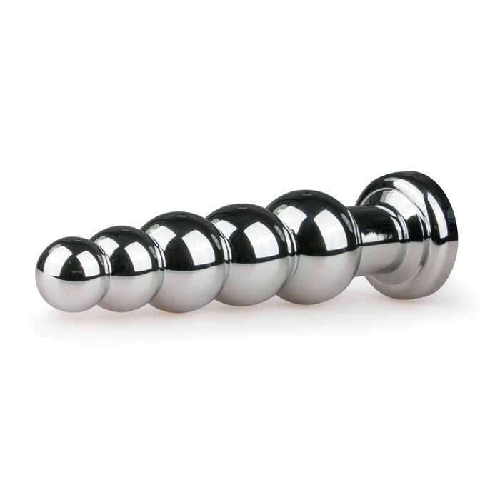 EasyToys Geriffelter Analplug Aus Metall Silber Mit Kristall 14 cm