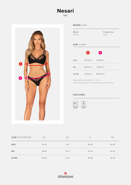 Obsessive Nesari 2-teiliges Dessous-Set Schwarz