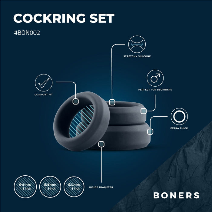 Boners Set Mit 3 Flachen Silikon Penisringen