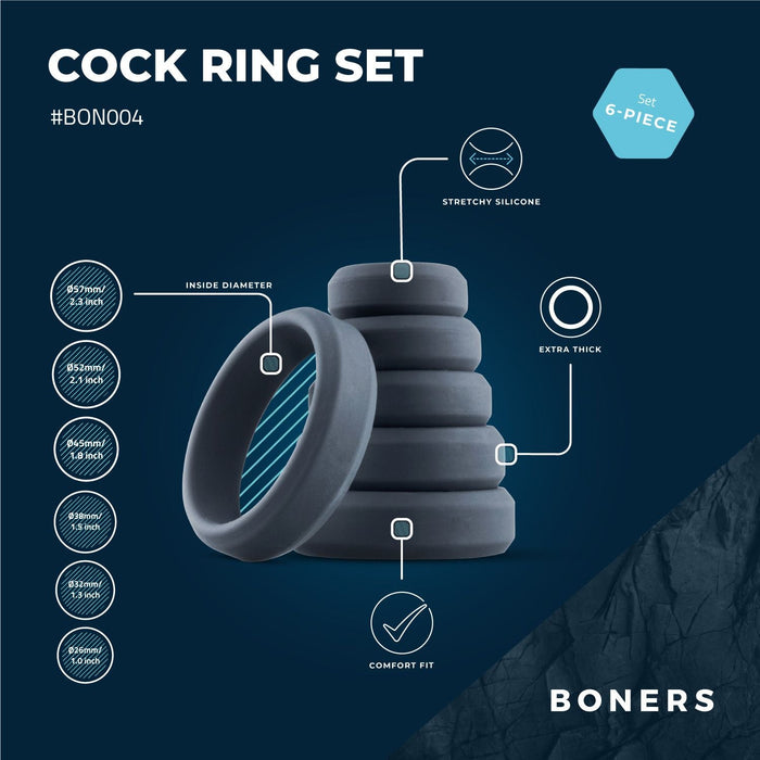Boners Set Mit 6 Flachen Silikon Penisringen
