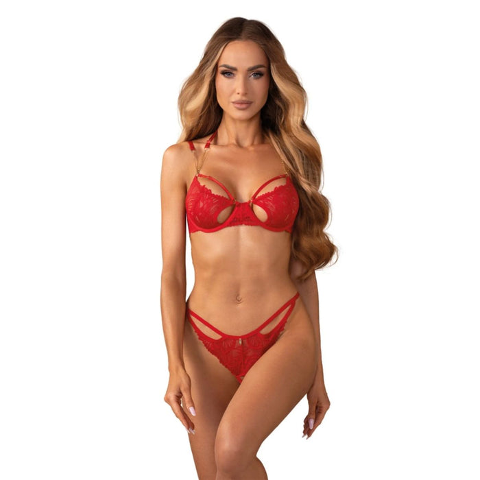 Obsessive Matildea 2-teiliges Ouvert-Dessous-Set Rot