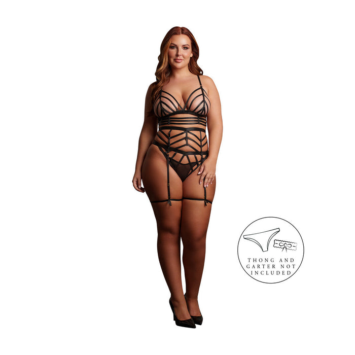 Le Désir Schwarzes Strappy 2-teiliges Dessous-Set