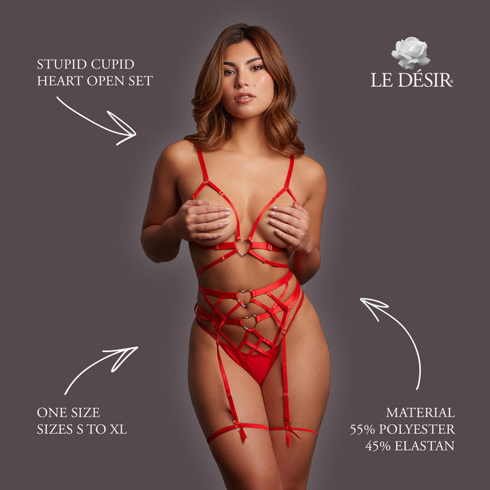 Le Désir Rotes Offenes 2-teiliges Dessous-Set Mit Herzdetails