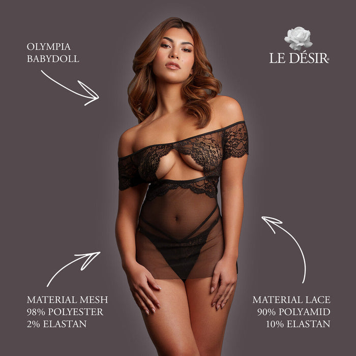 Le Désir Schwarzer Babydoll Mit Offener Vorderseite