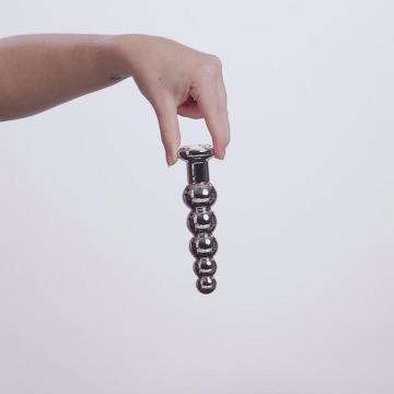 EasyToys Geriffelter Analplug Aus Metall Silber Mit Kristall 14 cm